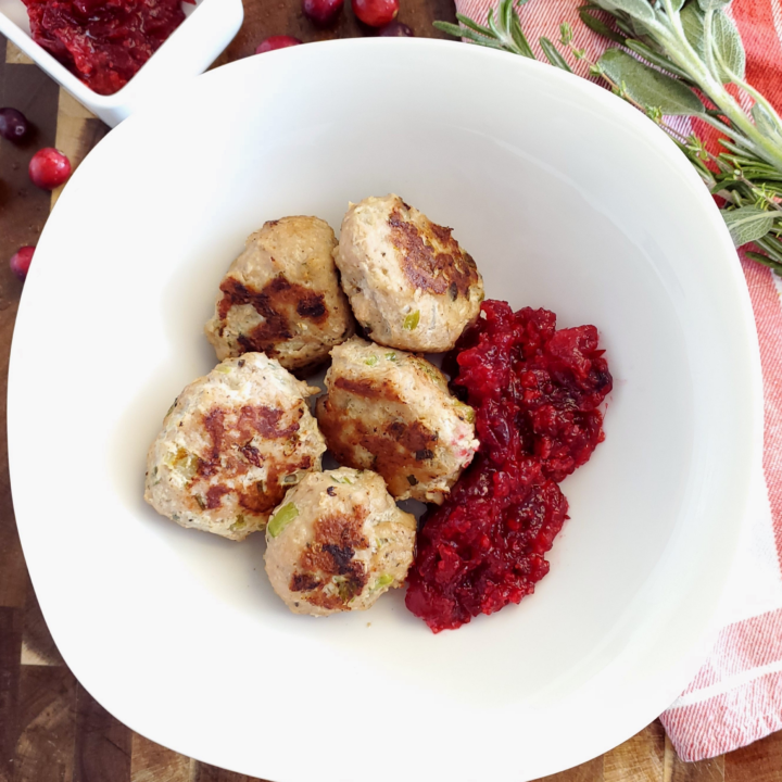Ground Turkey Thanksgiving Meatballs With Low Carb Cranberry Sauce