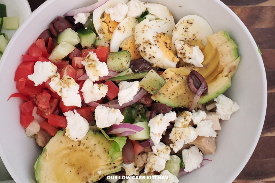 Mediterranean Cobb Salad- High Protein & Low Carb - Our Low Carb Kitchen