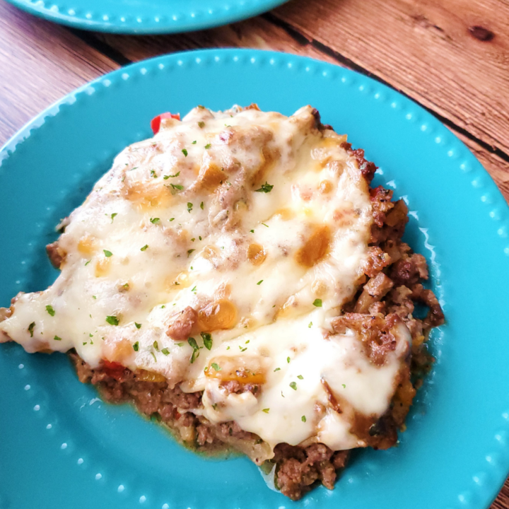 LOW CARB PHILLY CHEESESTEAK CASSEROLE- IN A SKILLET